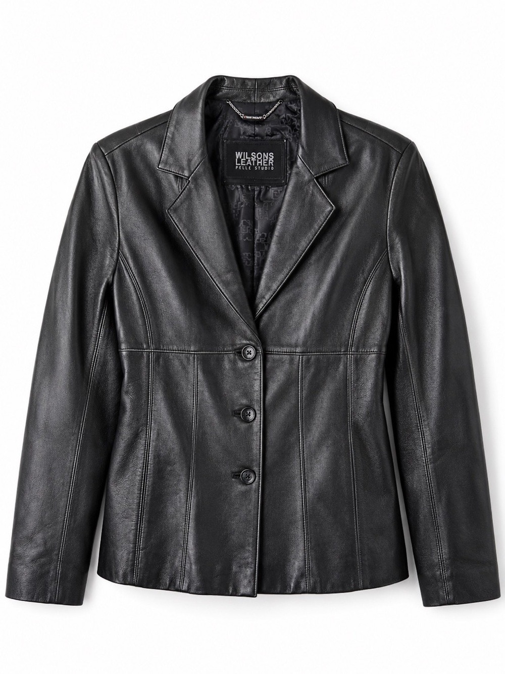 Wilsons Leather Black Genuine Leather Blazer Jacket Women’s Large Y2K